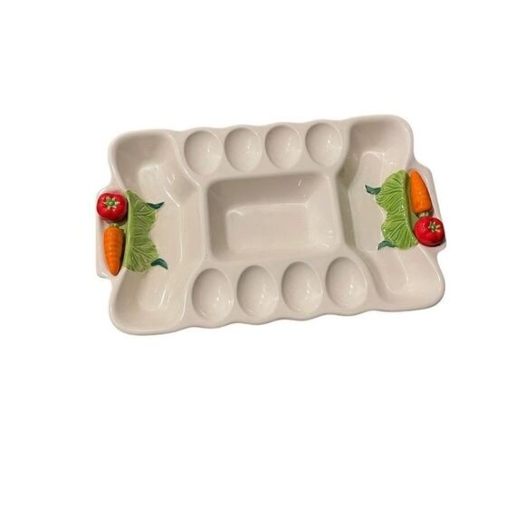 Deviled Egg Veggie Tray RARE Vintage Japan Jamestown China Garden Delight Patter - Picture 1 of 5